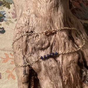 Handcrafted Natural Sapphire Bead Bracelet 9”